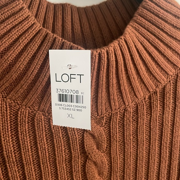 LOFT Side Striped Cable Mock Neck Sweater - Picture 5 of 7